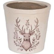 Clayre & Eef Bloempot Ø 17x16 cm Beige Keramiek Hert