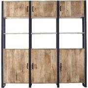 Wandkast Hout - 38x210x200cm - 6-Deurs - Kast Keano
