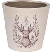 Clayre & Eef Bloempot Ø 21x20 cm Beige Keramiek Hert