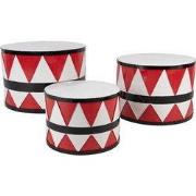 Clayre & Eef Kerstdecoratie Trommel Ø 47/ Ø 39 / Ø 31 cm Wit Rood Meta...