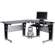 Hoekbureau - PC-tafel L-vormig met Veiligheidsglas - 164x139x75 cm