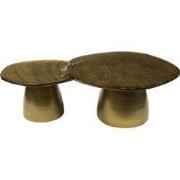 Salontafel Goud Metaal/Glas - 80x70x40cm - Eclipse