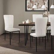 Eetkamerstoel set van 4 wit met fluwelen bekleding en metalen poten Ke...