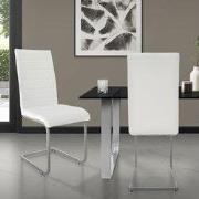 Eetkamerstoel slede set van 2 met rugleuning wit kunstlederen bekledin...