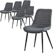 Eetkamerstoel set van 6 antraciet met kunstlederen bekleding en stalen...