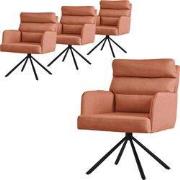 Eetkamerstoel set van 4 oranje draaibaar met afneembaar rugkussen gest...