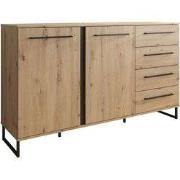 Meubella - Dressoir Saturn - Eiken - Zwart - 159 cm