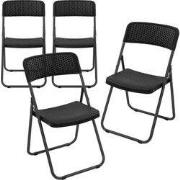 Set van 4 balkonstoelen opvouwbaar rotan look zwart bistrostoel tuinst...