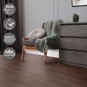 Set van 3 luxe PVC klevende vinylvloeren voor 2,23 m² roodbruin moer 2...