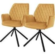 Eetkamerstoel set van 2 draaibaar met rugleuning en armleuningen moste...