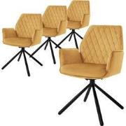 Eetkamerstoel set van 4 draaibaar met rugleuning en armleuningen moste...