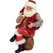 Clayre & Eef Kerstdecoratie Beeld Kerstman 13x10x28 cm Rood Textiel