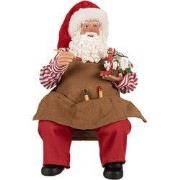 Clayre & Eef Kerstdecoratie Beeld Kerstman 13x10x28 cm Rood Textiel