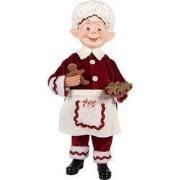 Clayre & Eef Kerstdecoratie Beeld Elf 15x10x28 cm Rood Textiel