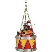 Clayre & Eef Decoratie Beeld Trommel Ø 12x16/27 cm Geel Rood Metaal