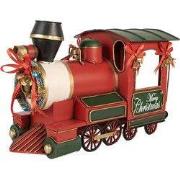Clayre & Eef Kerstdecoratie Beeld Trein 35x16x22 cm Rood Metaal