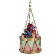 Clayre & Eef Decoratie Beeld Trommel Ø 12x16/27 cm Roze Metaal