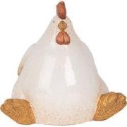 Clayre & Eef Decoratie Beeld Kip 18x14x17 cm Beige Keramiek