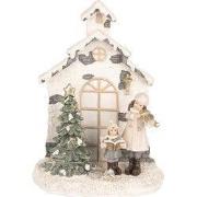 Clayre & Eef Kerstdecoratie met LED-verlichting Huis 16x9x21 cm Beige ...