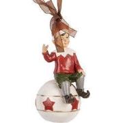 Clayre & Eef Kersthanger Elf 5x5x10 cm Rood Kunststof