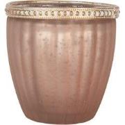 Clayre & Eef Waxinelichthouder Ø 9x6 cm Roze Glas