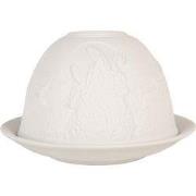 Clayre & Eef Waxinelichthouder Ø 12x8 cm Wit Porselein