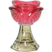 Clayre & Eef Waxinelichthouder Ø 7x10 cm Roze Glas