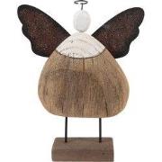 Clayre & Eef Decoratie Beeld Engel 13x5x19 cm Bruin Hout