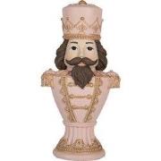 Clayre & Eef Kerstdecoratie Beeld Kerstman 16x10x30 cm Roze Kunststof