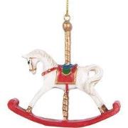 Clayre & Eef Kersthanger Hobbelpaard 8x2x7 cm Wit Kunststof