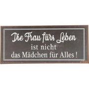 Clayre & Eef Tekstbord 30x13 cm Bruin Wit Metaal