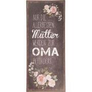 Clayre & Eef Tekstbord 13x30 cm Zwart Metaal Bloemen