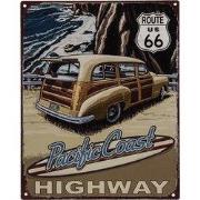 Clayre & Eef Tekstbord 20x25 cm Beige IJzer Auto