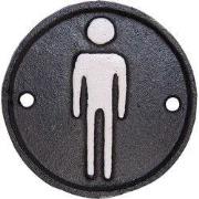 Clayre & Eef WC Bordje Heren Ø 8 cm Bruin IJzer Man