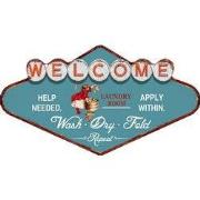 Clayre & Eef Wanddecoratie 49x27 cm Blauw Wit Metaal