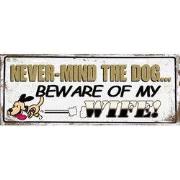 Clayre & Eef Tekstbord 50x20 cm Wit Bruin IJzer