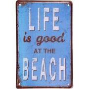 Clayre & Eef Wanddecoratie 20x30 cm Blauw Wit Metaal