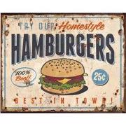 Clayre & Eef Tekstbord 25x20 cm Beige IJzer Hamburger