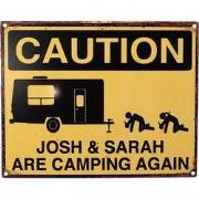 Clayre & Eef Tekstbord 25x20 cm Geel IJzer Caravan