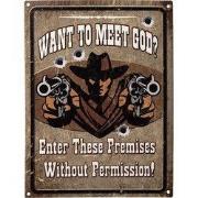 Clayre & Eef Tekstbord 25x33 cm Bruin IJzer Cowboy