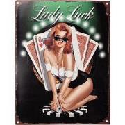 Clayre & Eef Tekstbord 25x33 cm Zwart IJzer Speelkaarten