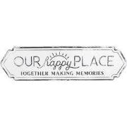 Clayre & Eef Tekstbord 76x1x24 cm Wit Zwart Metaal