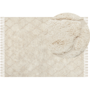 SILCHAR - Laagpolig vloerkleed - Lichtbeige - 140 x 200 cm - Katoen
