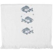 Clayre & Eef Gastendoekje 40x66 cm Wit Katoen Vissen
