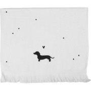 Clayre & Eef Gastendoekje 40x66 cm Wit Katoen Teckel