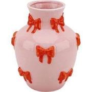 Vase - Flower Vase Ribbons - Pink/Orange - 14x14x19cm