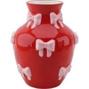 Vase -  Flower Vase Ribbons - Red/Pink - 14x14x19cm
