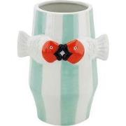 Vase - Flower Vase Fish-Mint/White/Orange - 14x11,5x18,5cm