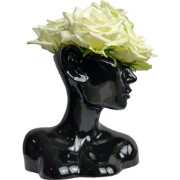 Vaas Zwart - Gezicht Vaas - Keramische Vaas Zwart