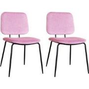 Set van 2 Eetkamerstoelen Jerry Velvet Roze - Zonder Armleuningen